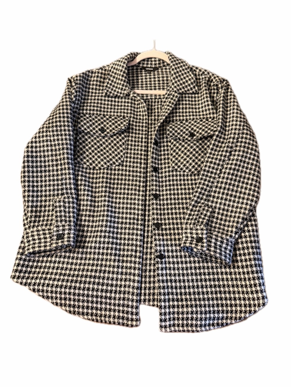 Express Black & White Houndstooth Button-Front Shacket